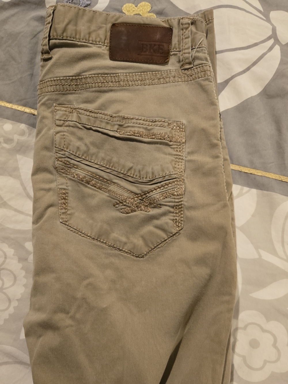 BKE Men's Tan Slim Straight Jeans with Embroidered Back Pocket